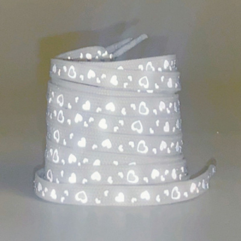 140 cm reflective shoelaces for sneakers Canvas shoes Basketball shoes etc - White Heart