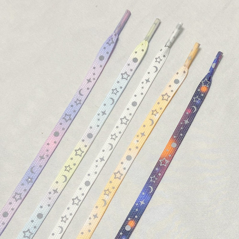 140 cm reflective shoelaces for sneakers Canvas shoes Basketball shoes etc - Blue Pink Heart