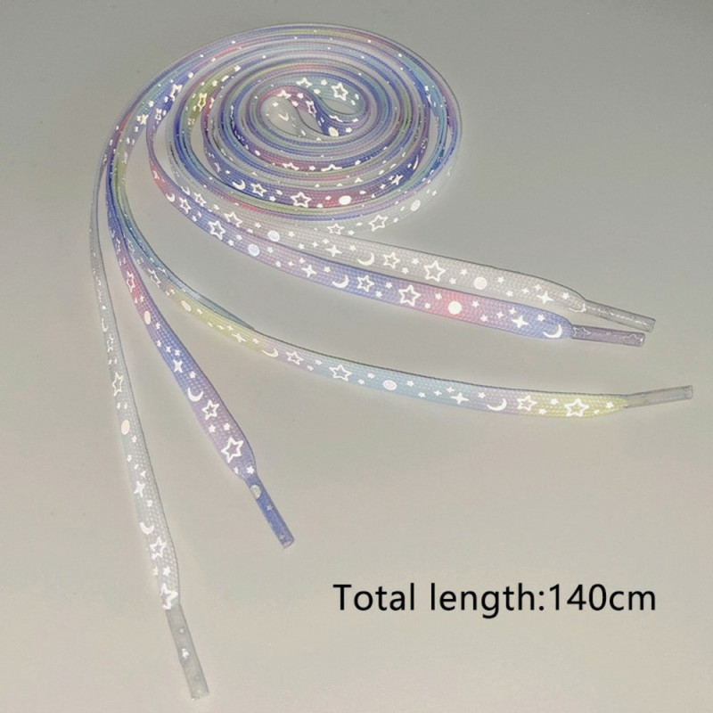 140 cm reflekterende snørebånd til sneakers Lærredssko Basketballsko mm - Blue Pink Heart