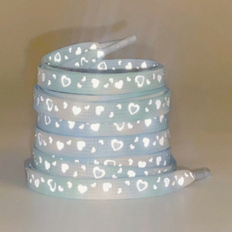 140 cm reflective shoelaces for sneakers Canvas shoes Basketball shoes etc - Mint Green Heart