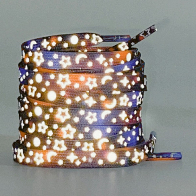 140 cm reflective shoelaces for sneakers Canvas shoes Basketball shoes etc - Black Blue Star