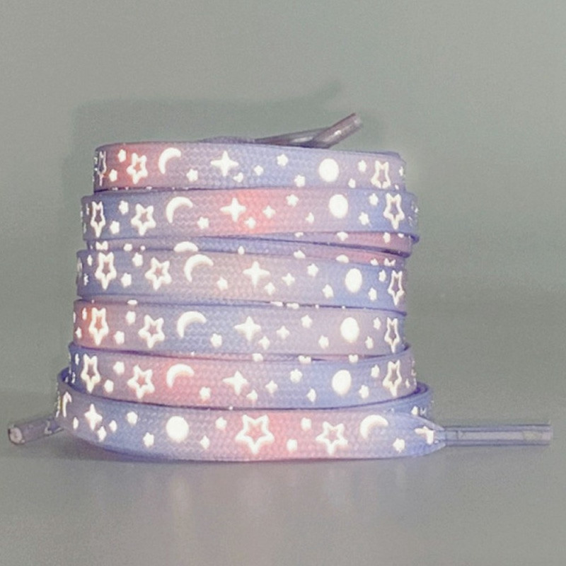140 cm reflekterande skosnören för sneakers Canvasskor Basketskor etc - Purple Pink Star