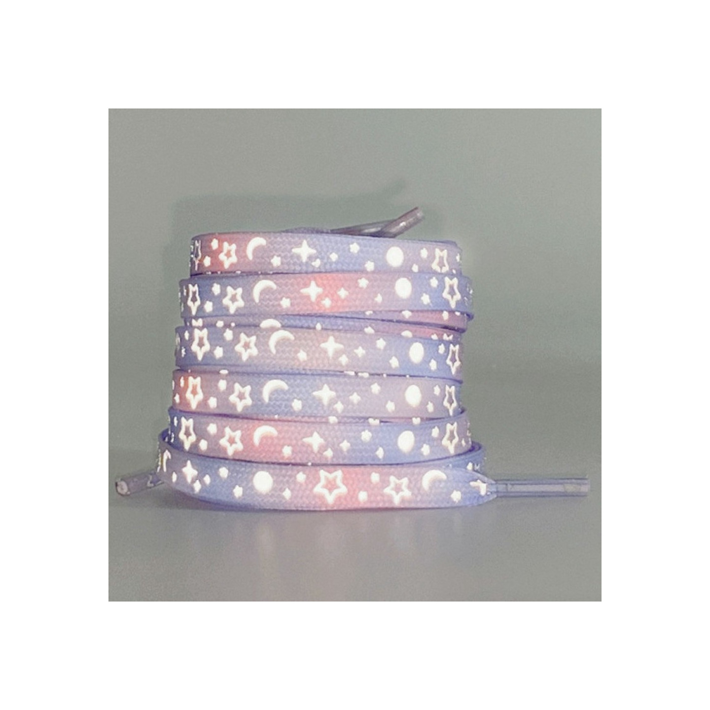 140 cm reflective shoelaces for sneakers Canvas shoes Basketball shoes etc - Purple Pink Star