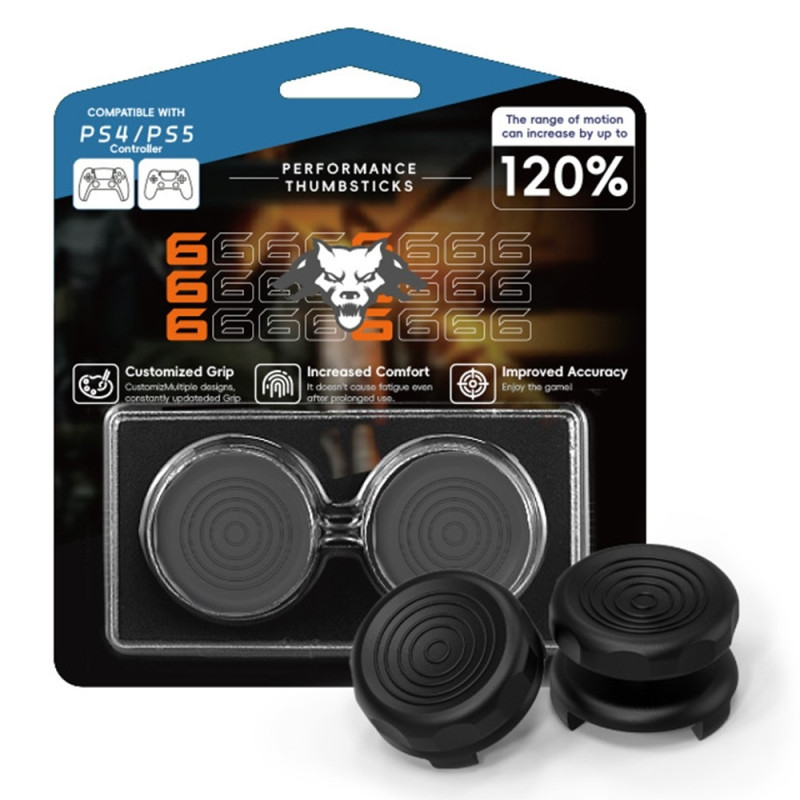 2pcs Thumb grip Finger grip for Sony PlayStation 5 / 4 Joystick Silicone - Black