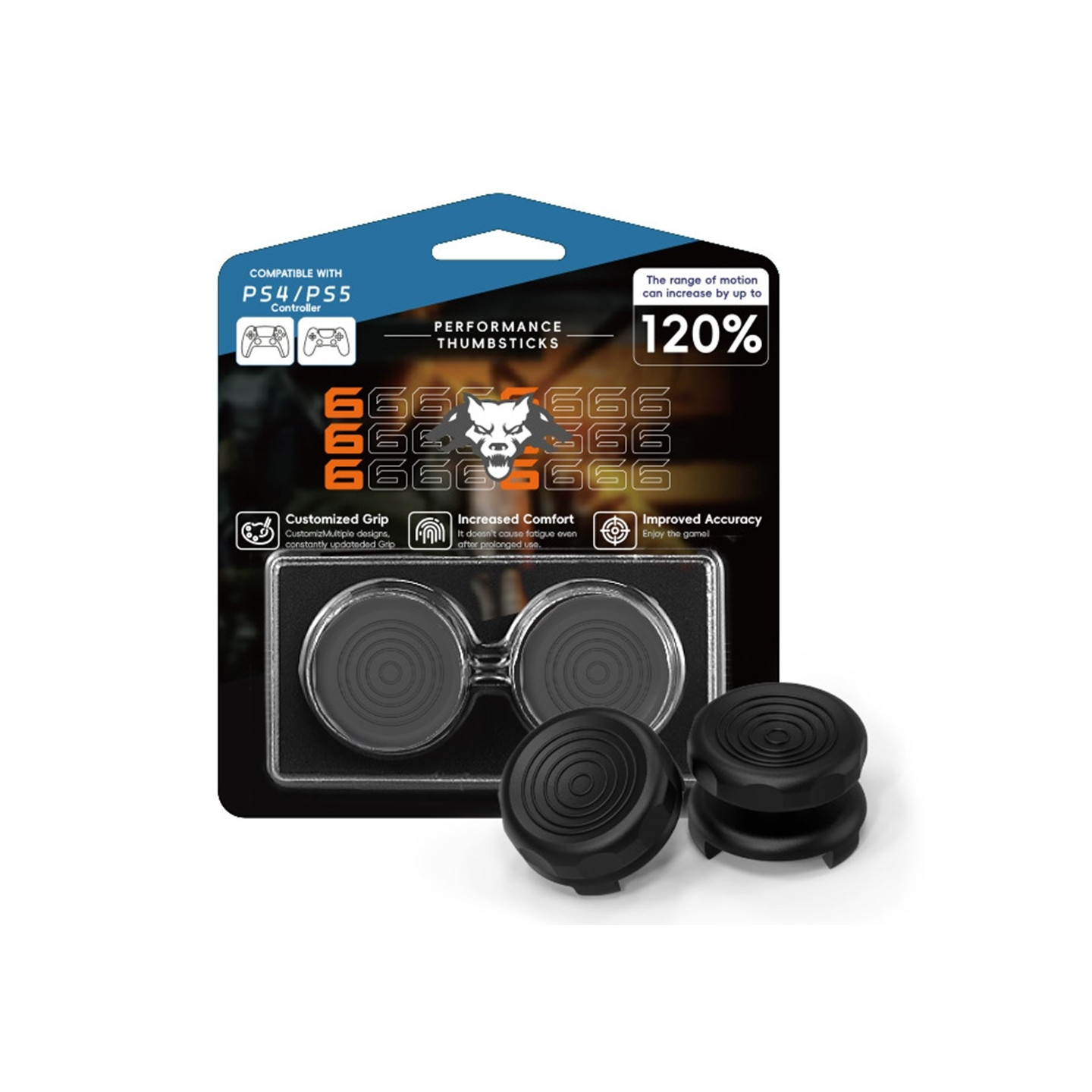 2 stk Tommelgrep Fingergrep for Sony PlayStation 5 / 4 Joystick Silikon - Svart