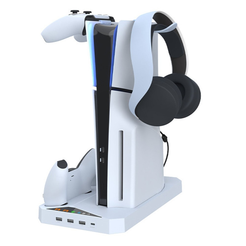 IPLAY til Sony PS5 Slim Digital / Disc Edition Kølestativ Dual Controller Ladestation Headset Ophæng