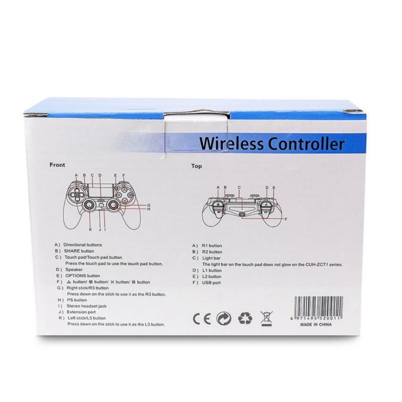 Wireless PS4 Game Controller with Speaker and Stereo Headset Jack - White crack