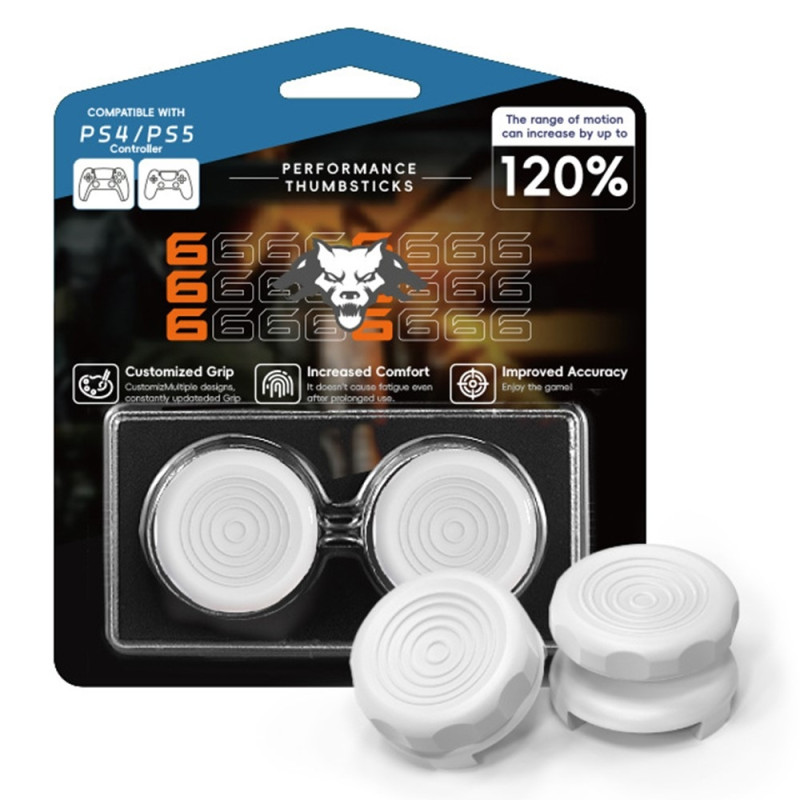 2 stk Tommelfingergreb Fingergreb til Sony PlayStation 5 / 4 Joystick Silikone - Hvid