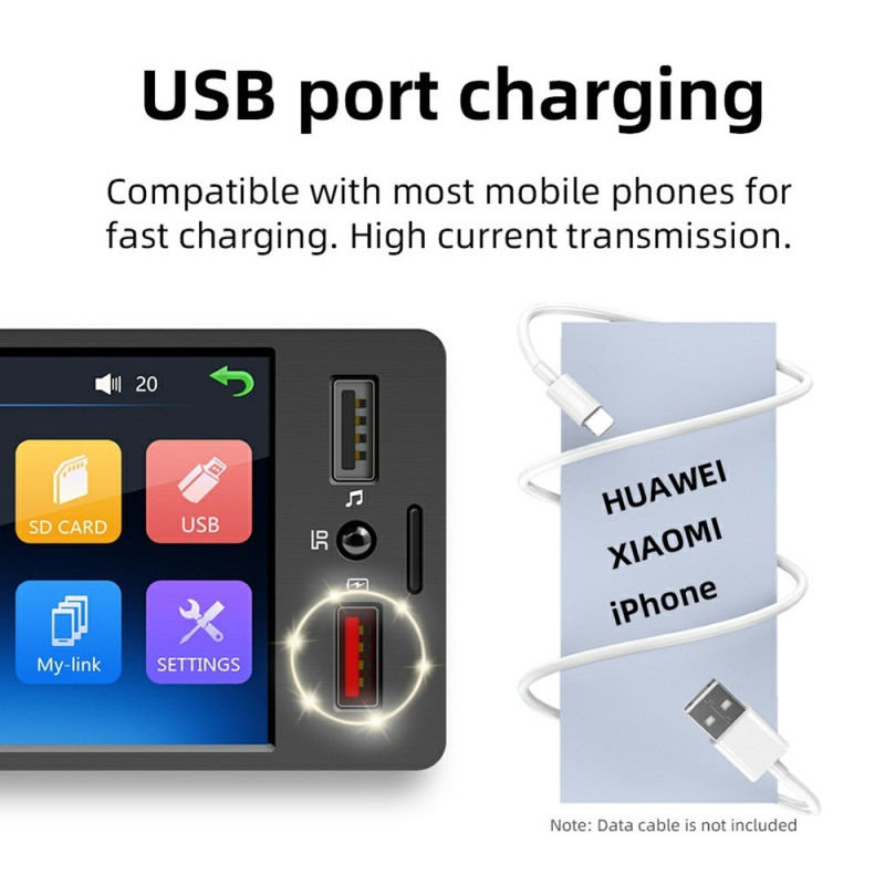 Bilstereo M-60 4,1-tommers HD Touchscreen MP5 Bluetooth Dual USB Reverse Image Player