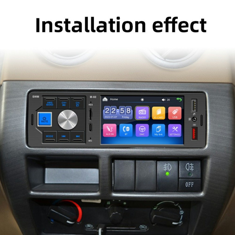 Bilstereo M-60 4,1-tommers HD Touchscreen MP5 Bluetooth Dual USB Reverse Image Player