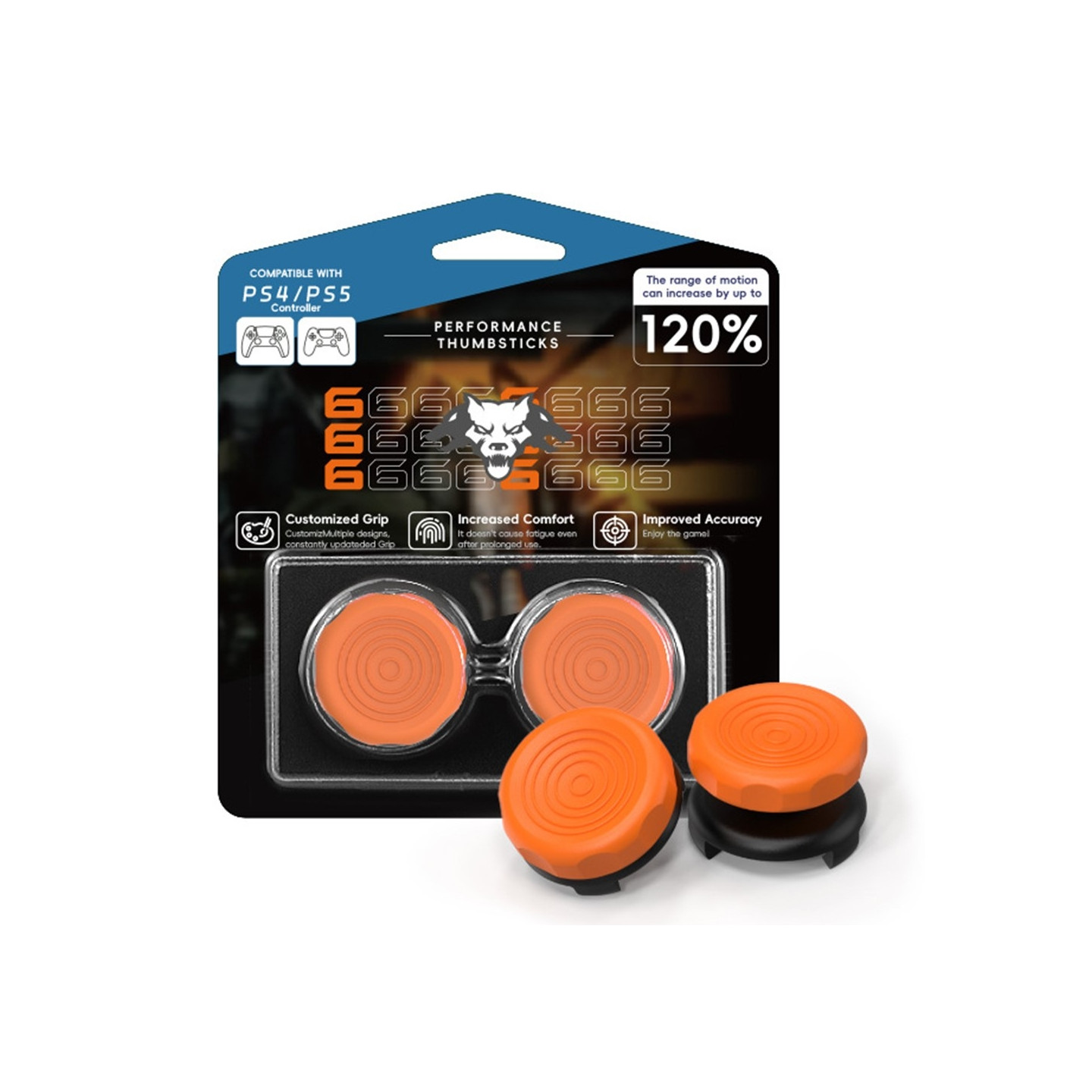 2kpl Peukalokahva Sormikahva Sony PlayStation 5/4 Joystick Silikoni - oranssi