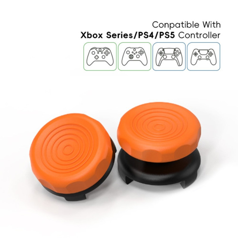 2 stk Tommelfingergreb Fingergreb til Sony PlayStation 5 / 4 Joystick Silikone - orange