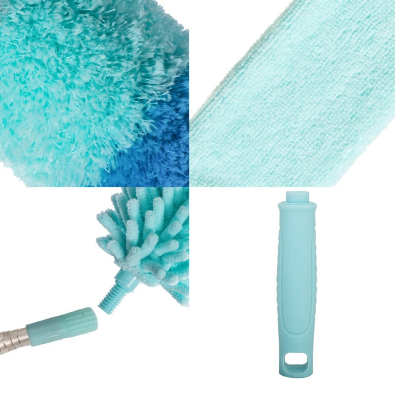 2,5 m teleskopisk fjäderdammare Dammduk Rengöring - Teleskopstång + dammduk