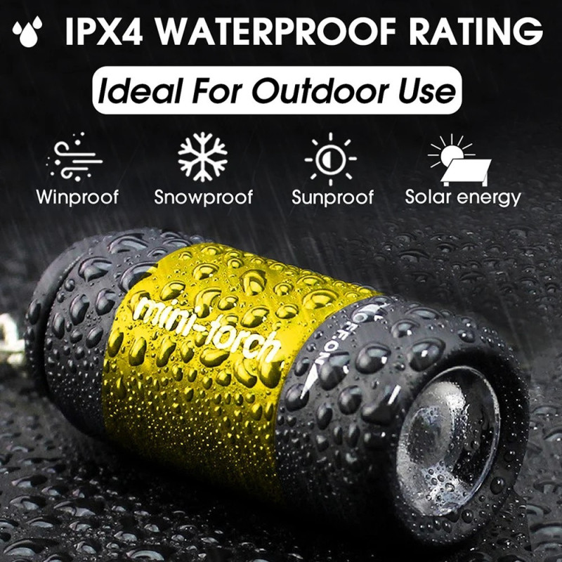 IPX4 Vanntett Mini Oppladbar LED 25 Lumen lommelykt