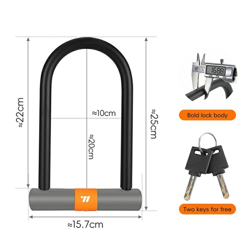 WEST BIKING Anti-theft Bicycle Motorcycle Moped Scooter Lock with 2 keys
