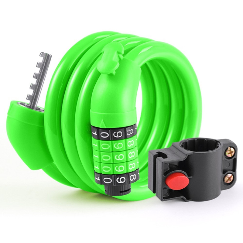 Bicycle lock Lock Cable 5-digit combination mounting bracket