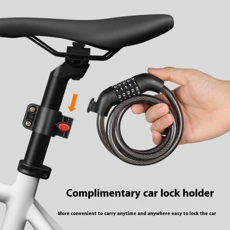 Bicycle lock Lock Cable 5-digit combination mounting bracket