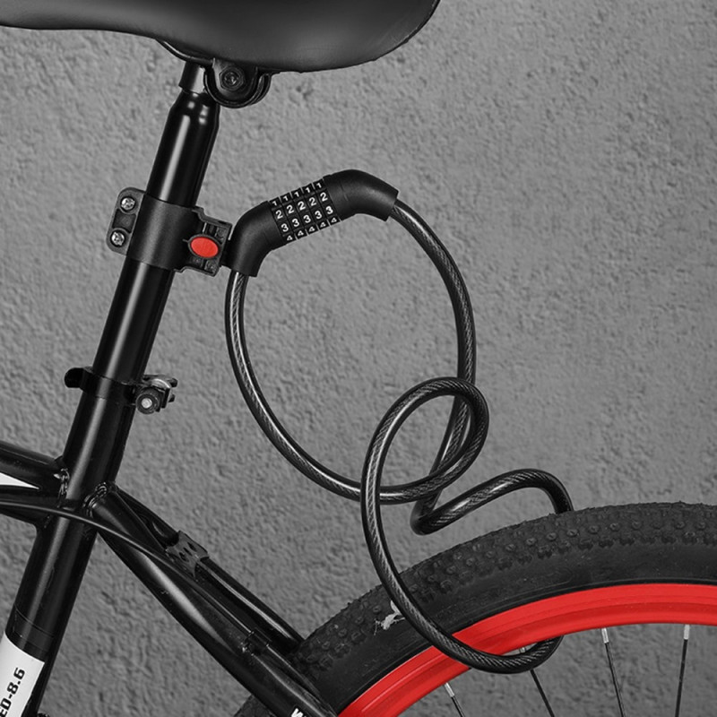 Cykellås Lås Kabel 5-siffrig kombination monteringsfäste - Blå