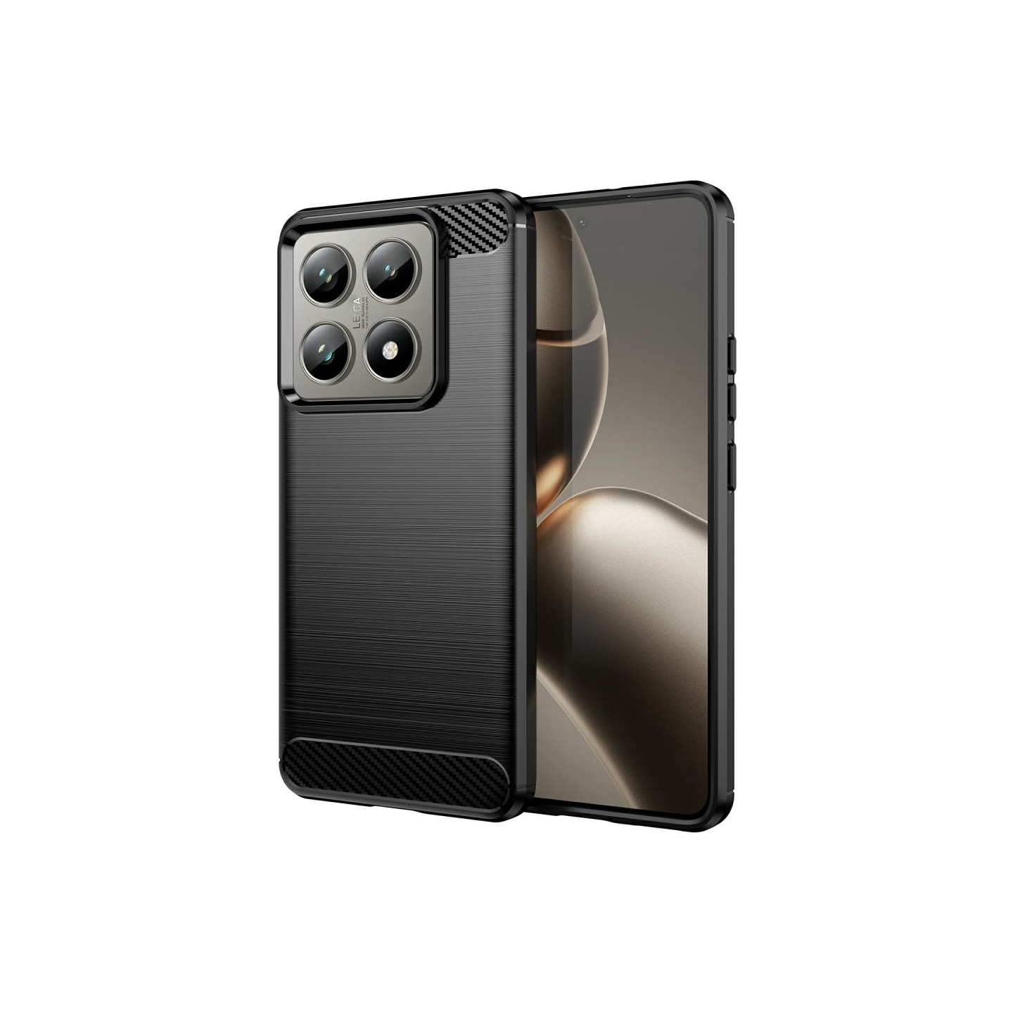 For Xiaomi 14T / 14T Pro Deksel TPU Karbonfibertekstur Cover - Svart