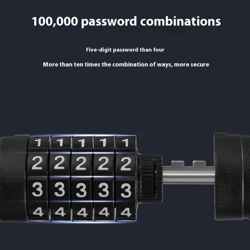 Sykkellås Lås Kabel 5-sifret kombinasjonsfeste - oransje
