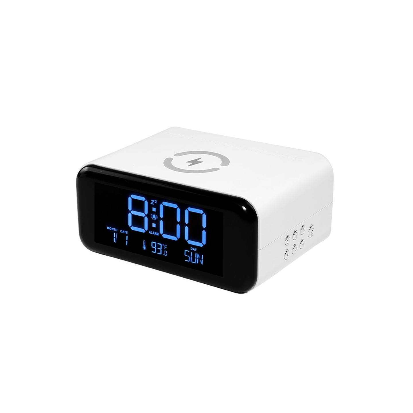 Vækkeur Natlys Bluetooth-højttaler 15W Trådløs opladning Stor skærm