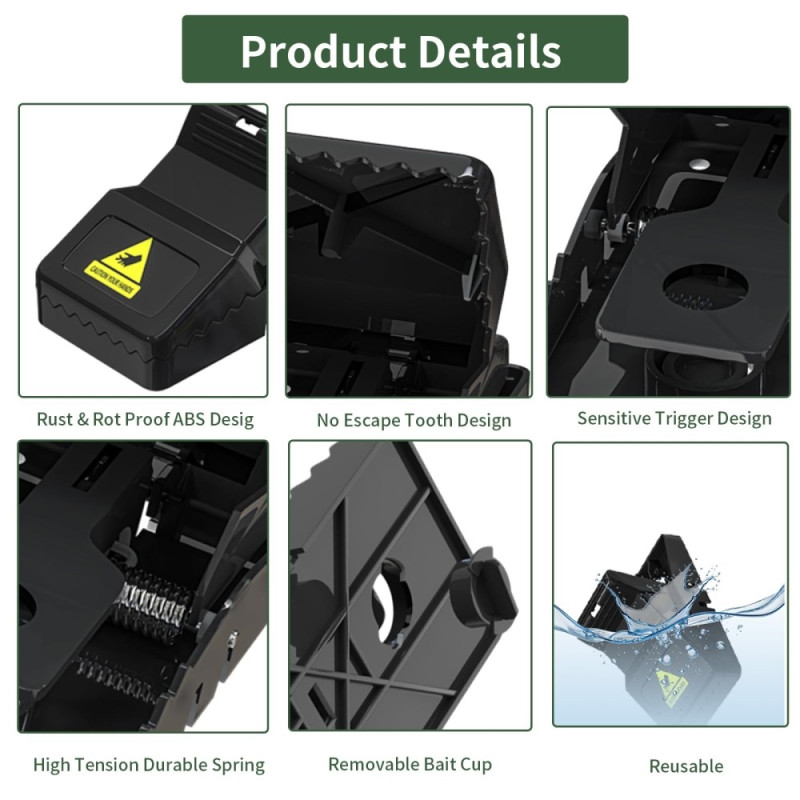 6 pakkauksen uudelleenkäytettävät erittäin herkät hiiriloukut