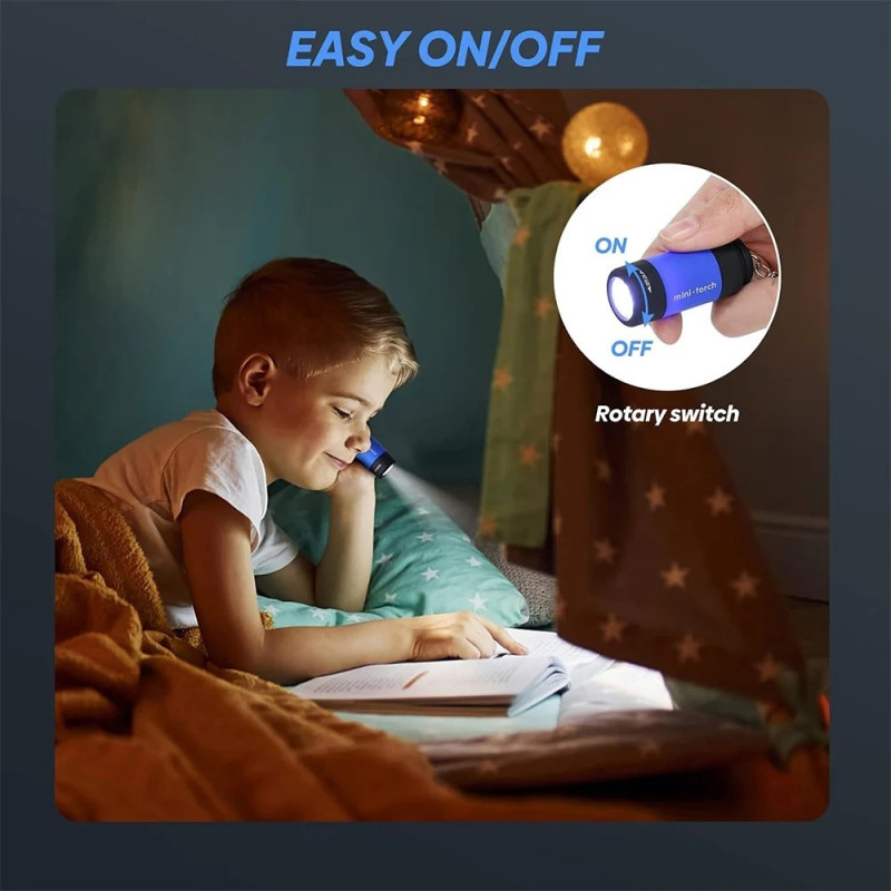 IPX4 Vanntett Mini Oppladbar LED 25 Lumen lommelykt - Svart