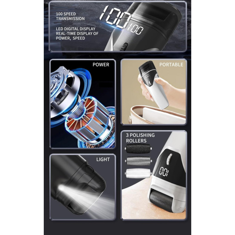 100 hastigheder Elektrisk fodfil 3 slibehoveder digitalt display Pedicure