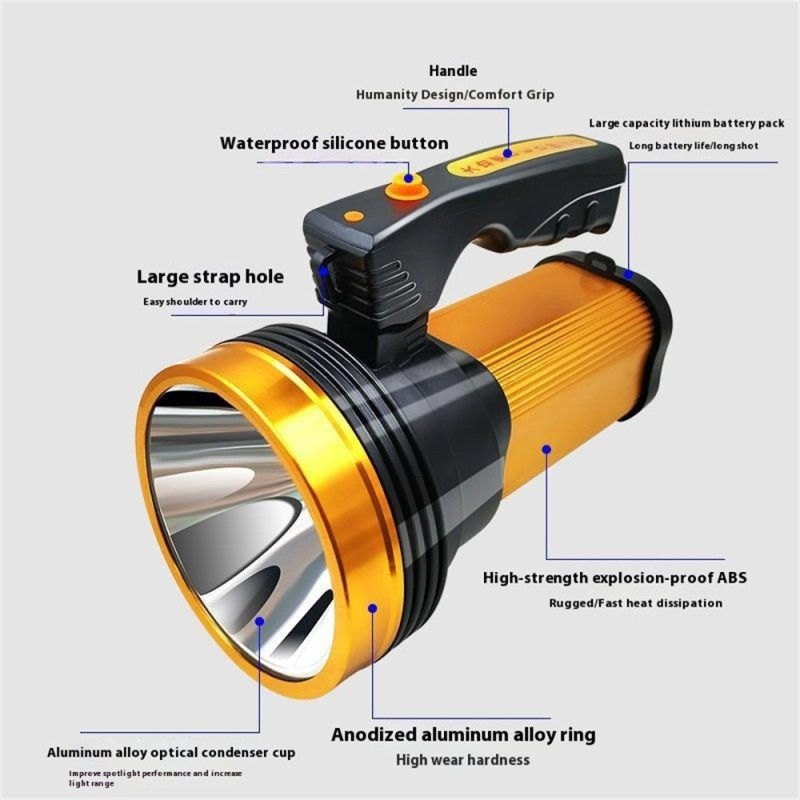 High Power Spotlight Ultra Bright Long Range Emergency LED Flashlight Power Bank