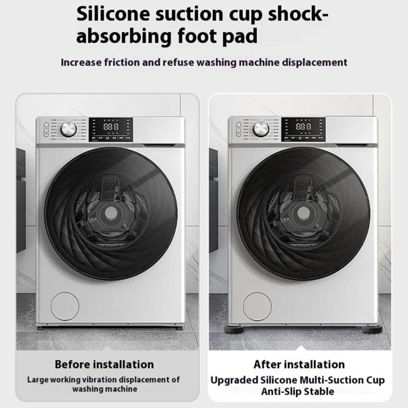 4 vaskemaskine stødabsorberende puder Støjsvage skridsikre runde højde puder