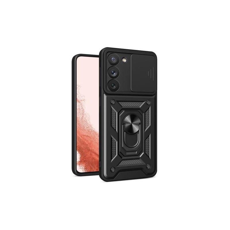 Samsung Galaxy S23+ (Plus) Shockproof TPU + PC Kickstand Phone Case Car Mount Metal Sheet - Black