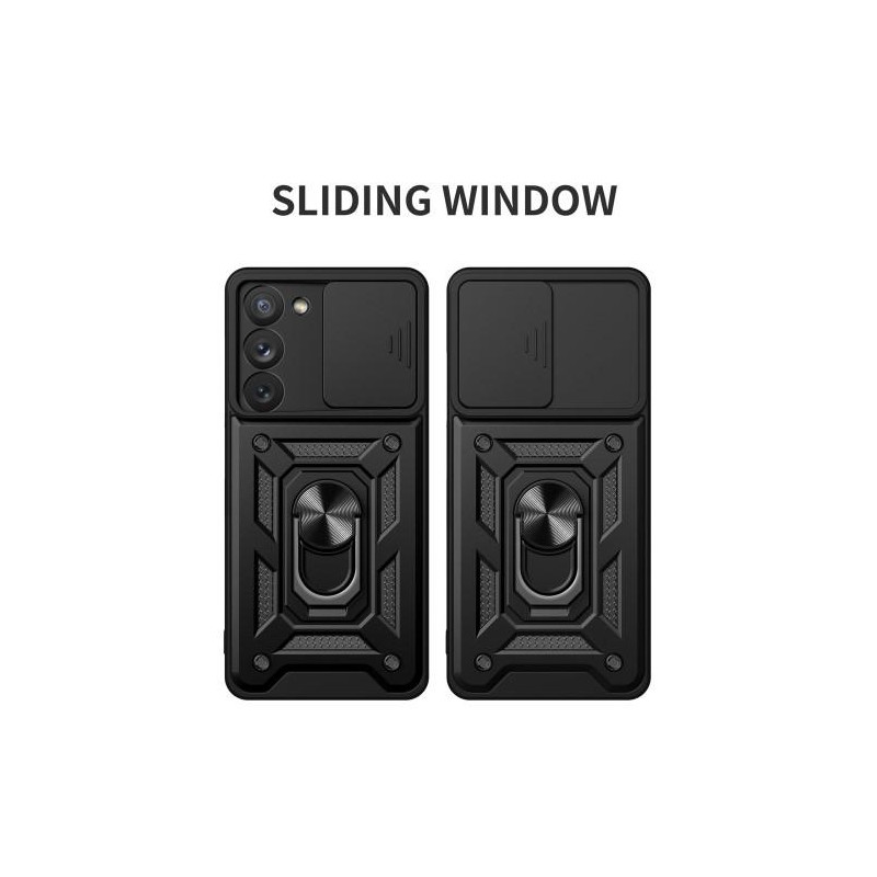 Samsung Galaxy S23+ (Plus) Shockproof TPU + PC Kickstand Phone Case Car Mount Metal Sheet - Black
