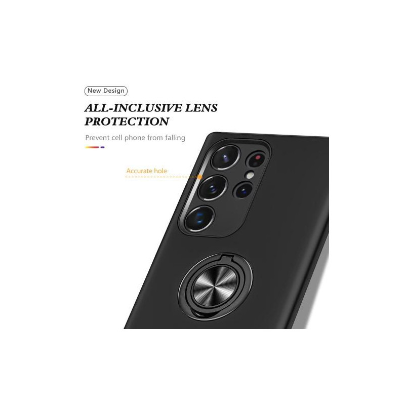 Samsung Galaxy S23 Ultra Finger Ring Kickstand Hybrid Case - Black