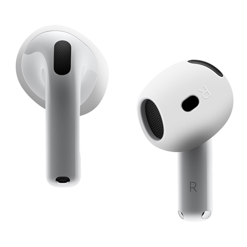 AirPods 4:lle liukumaton silikonikotelo, korvasuojat, nappikuulokkeet - Valkoinen