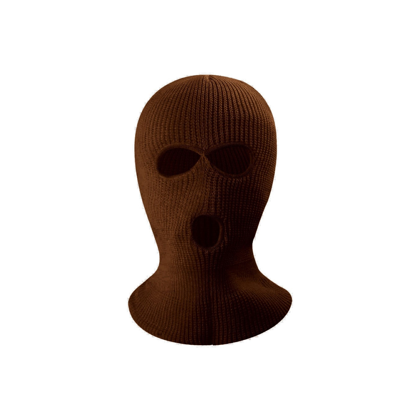 Vinter Helansikte Mask Tre - håls Balaclava Stickad Hatt Hals Damask - MörkBrun