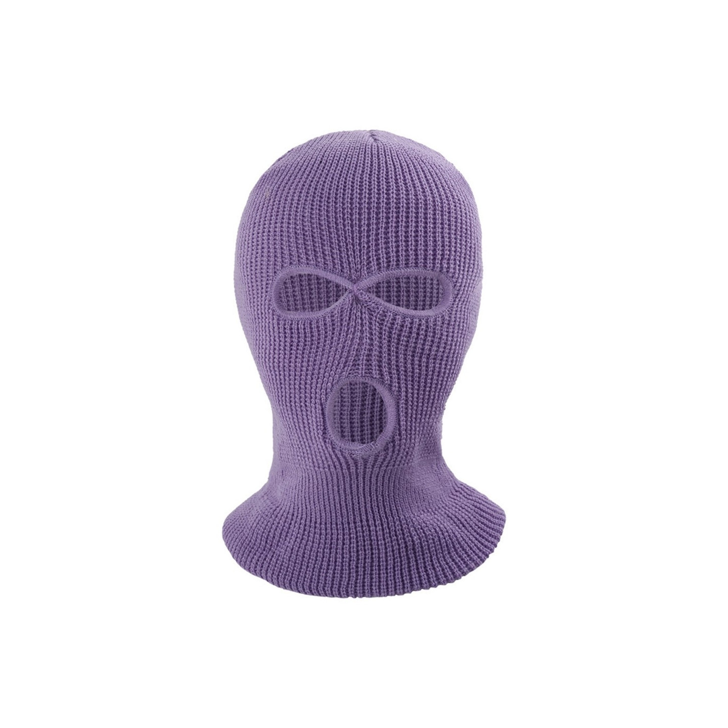 Vinter fuld ansigtsmaske Tre - huls Balaclava strikket hue hals damask - Lilla