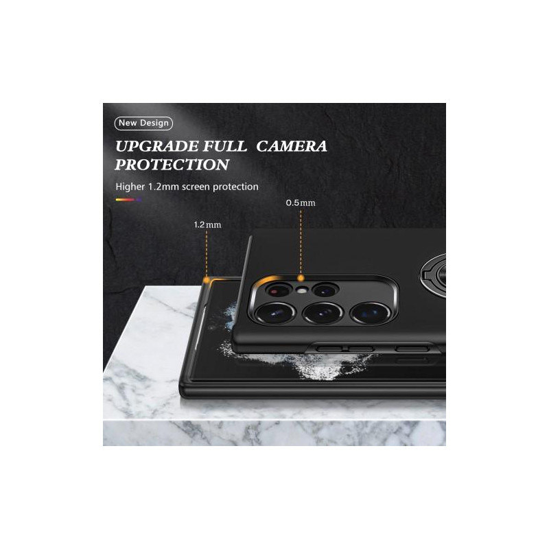 Samsung Galaxy S23 Ultra Fingerring Kickstand Hybrid Taske - Sort