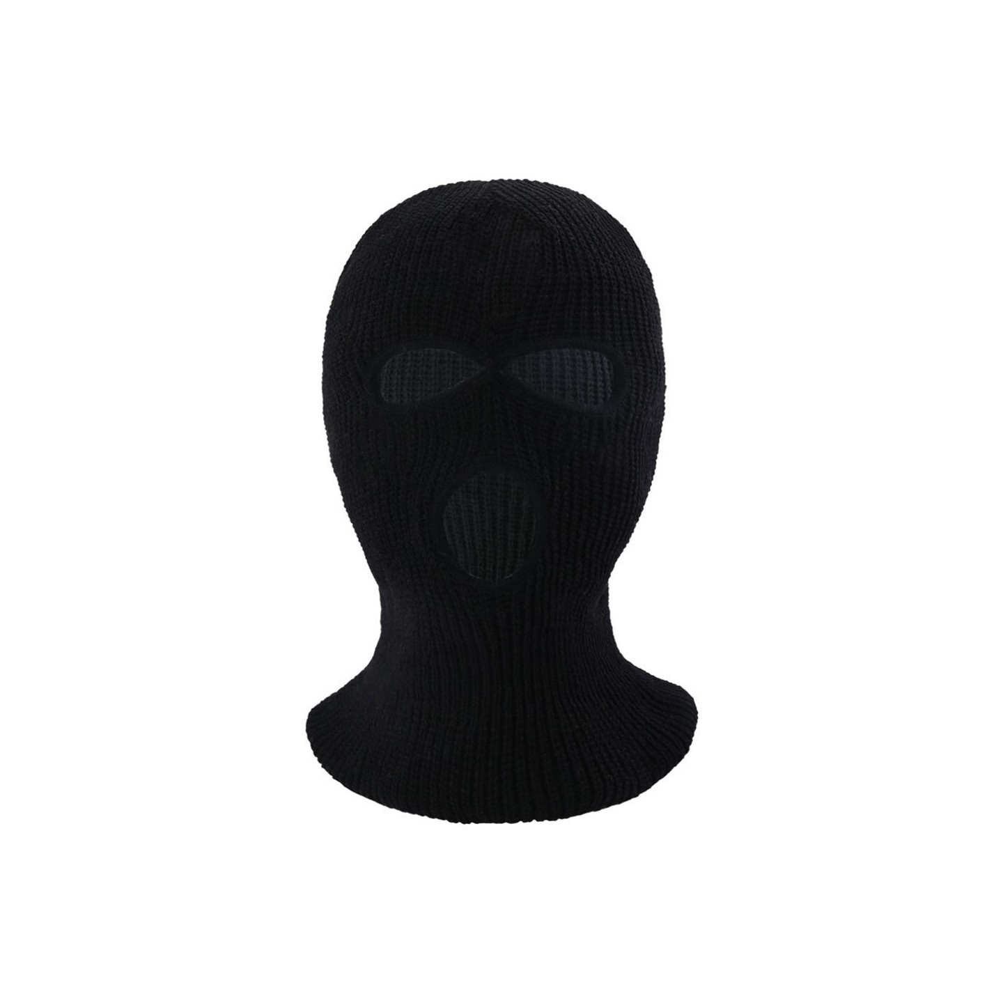 Winter Full Face Mask Three - Hole Balaclava Knitted Hat Neck Damask - Black