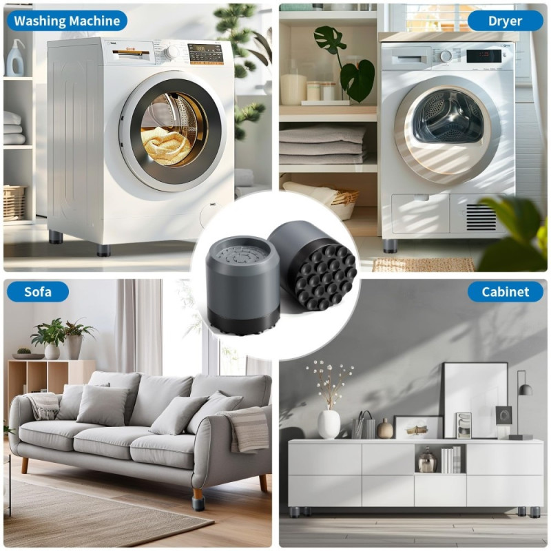 4stk støtdemper for vaskemaskin Støtdempende puter Stille sklisikre puter