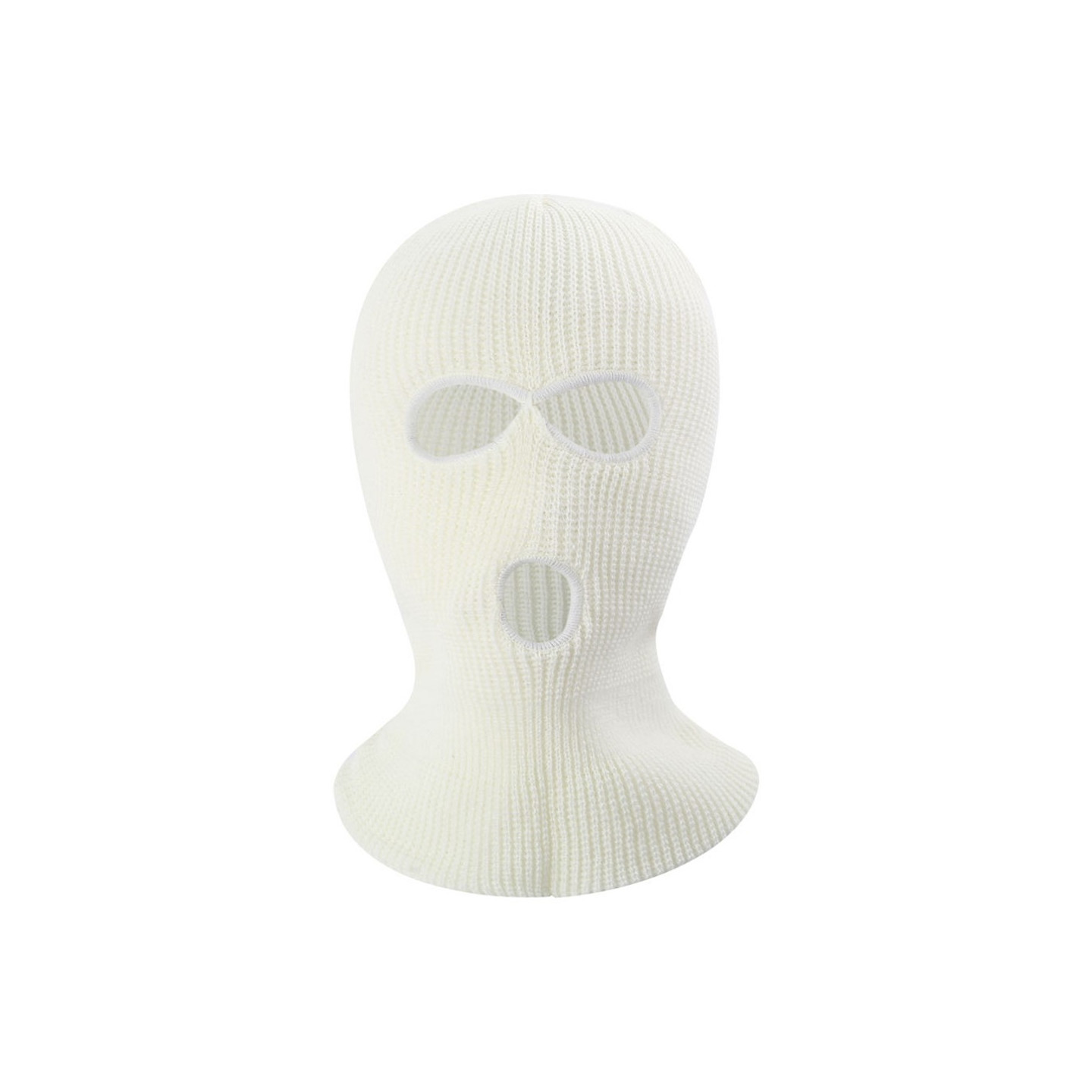 Winter Full Face Mask Three - Hole Balaclava Knitted Hat Neck Damask - White