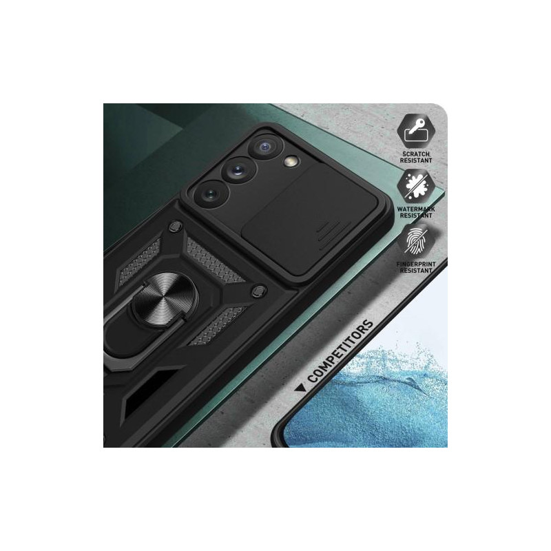 Samsung Galaxy S23+ (Plus) Hybrid Deksel Med Fingerring & Metallplate - Svart