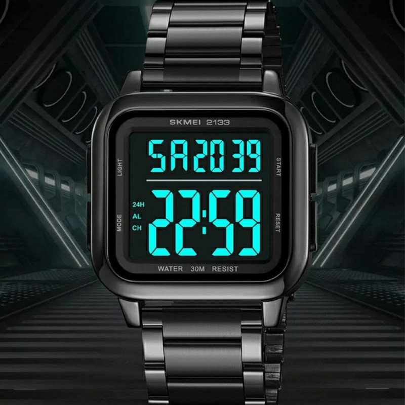 SKMEI Digitalt Elektronisk Armbåndsur Stålrem Firkantet - Guld