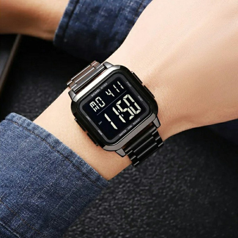 SKMEI Digital Electronic Wrist Watch Watch Steel Strap Square - Gold