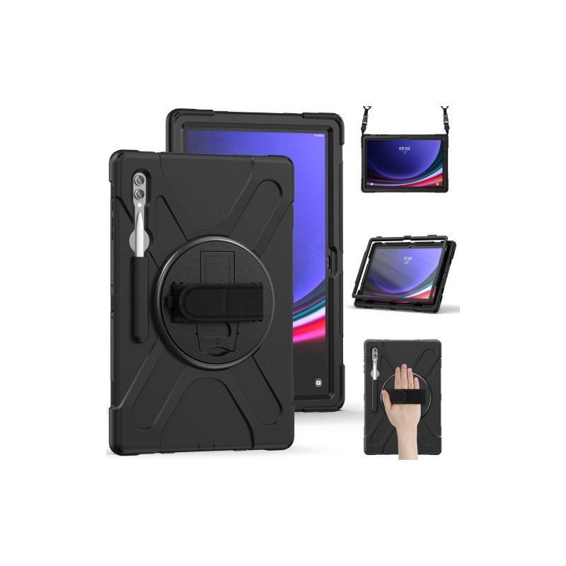 Till Samsung Galaxy Tab S10 Ultra / S9 Ultra / S8 Ultra Heavy Duty Armor skal med axelrem