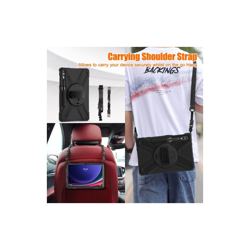 For Samsung Galaxy Tab S10+ / S9 FE+ / S9+ / S8+ / S7+ Case Kickstand Tablet Cover with Shoulder Strap