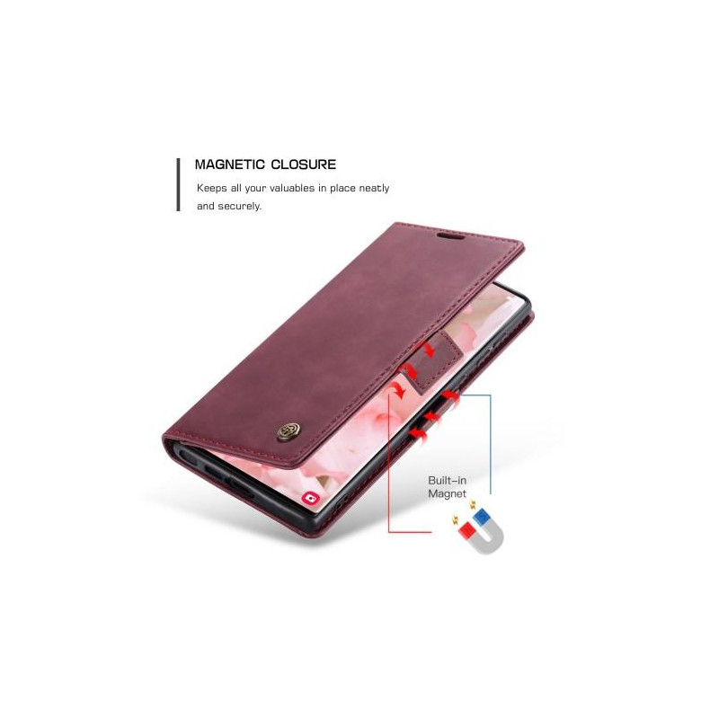 CASEME Retro Wallet Case for Samsung Galaxy S23 Ultra - Red