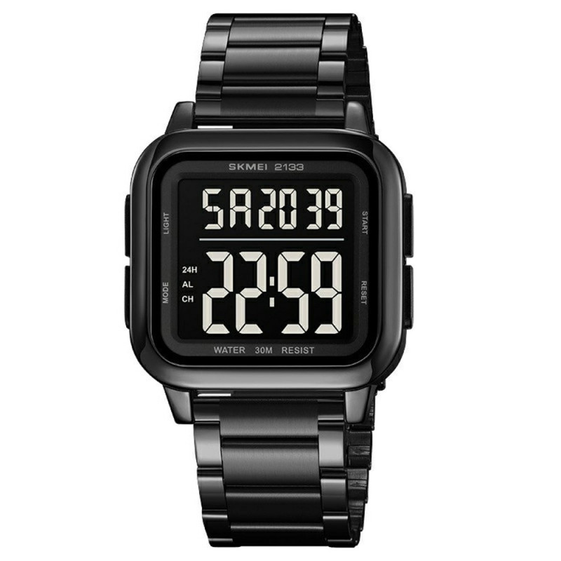 SKMEI Digital Electronic Wrist Watch Watch Steel Strap Square - Black