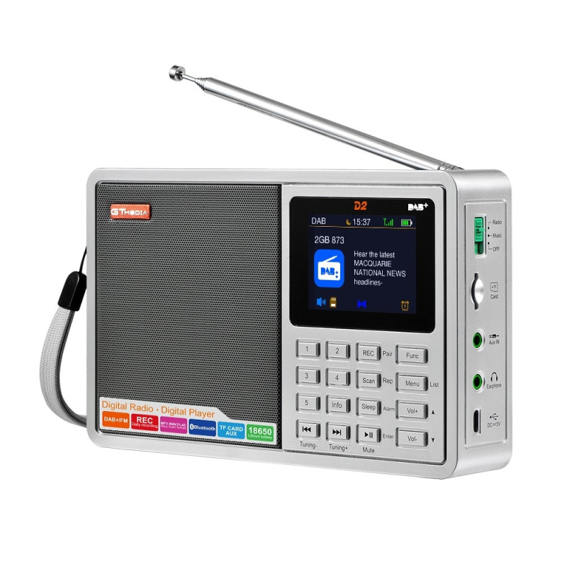 Digital radiomodtager DAB+FM RDS Bluetooth MP3 - afspiller REC - optager TF - kort