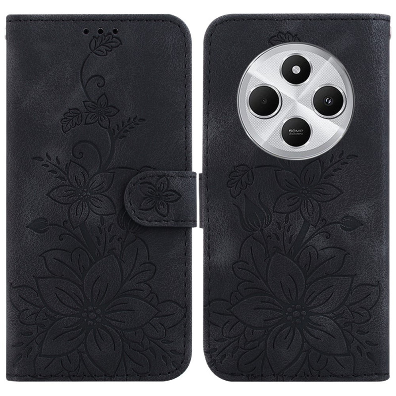 For Xiaomi Redmi 14C 4G Case Lily Flower Imprint Phone Cover with Stand