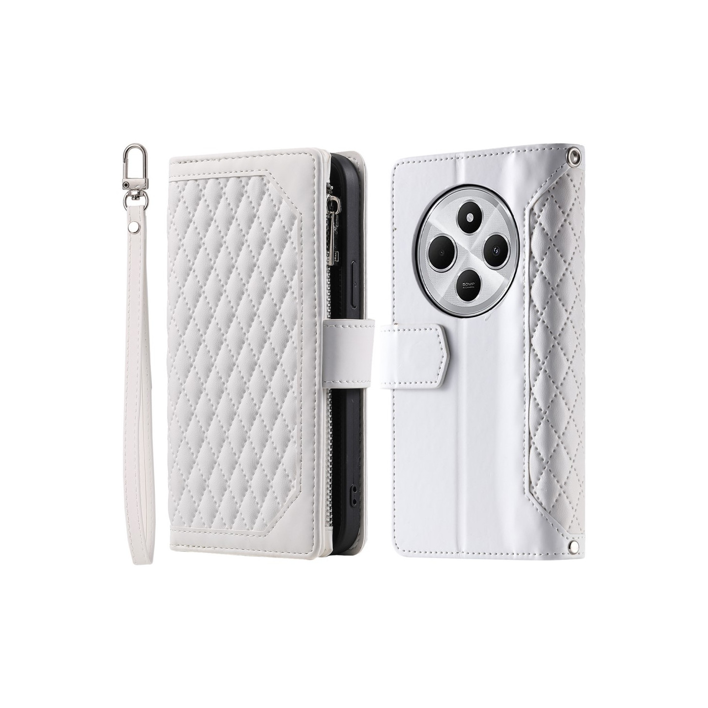 Til Xiaomi Redmi 14C Zipper Wallet Case Rhombus Telefoncover